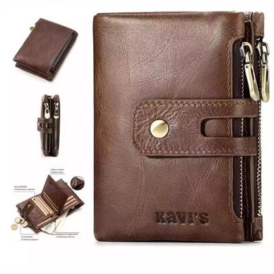Picture of Kavl's Chocolate Colour  100% Leather High Quality Wallet  For Men - Wallet For Men - Money Bag For Men - মানি ব্যাগ (Chocolate)
