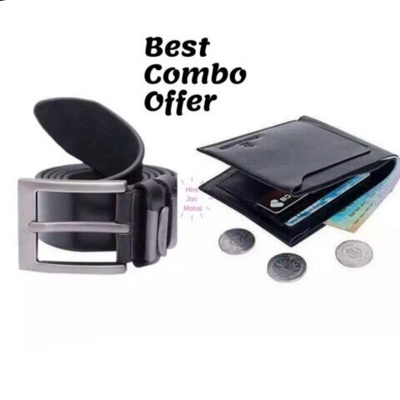 Picture of Black Belt & Black Wallet Combo Offr For Men (Black,Int: One size)