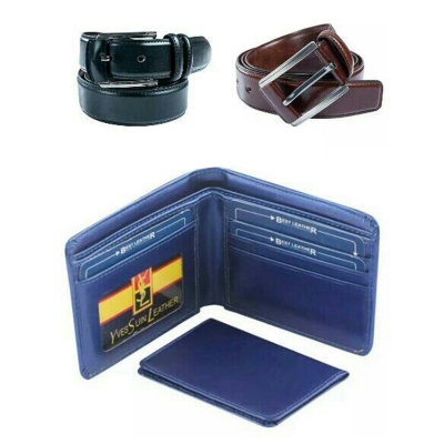 Picture of Black Belt  & Brown Belt Wallet combo offer:654876 (Black)