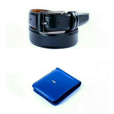 Picture of Belt & Wallet  Combo Offer Black & Blue (Black,Int: One size)
