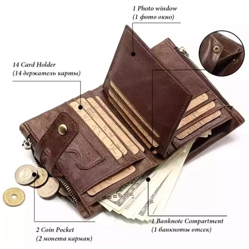Picture of Kavl's Chocolate Colour  100% Leather High Quality Wallet  For Men - Wallet For Men - Money Bag For Men - মানি ব্যাগ (Chocolate)