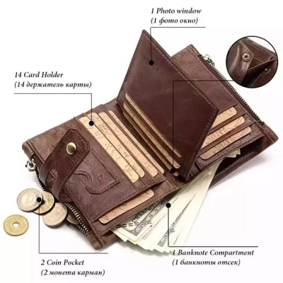 Picture of Kavi's Brown Colour Leather Wallet High Quality Wallet For Men (Brown)