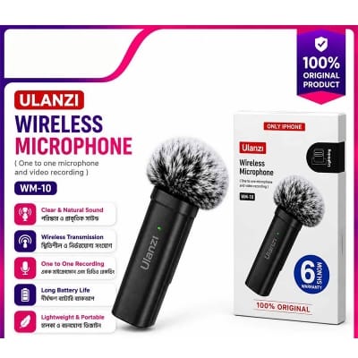 Picture of Ulanzi WM-10 Wireless Clip-on Microphone for Smartphone or Tablet