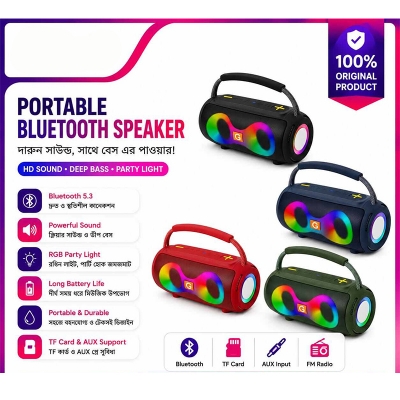 Picture of ET-312 RGB Party Speaker Double Horn Mini Outdoor Portable Wireless Bluetooth Rechargeable Speaker with Colored Lights DJ Sound