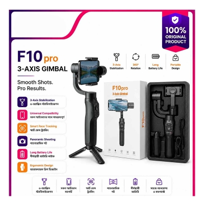 Picture of F10 Pro 3-Axis Smartphone Gimbal Stabilizer &ndash; Auto Face &amp; Object Tracking, Anti-Shake Handheld Selfie Stick, Portable Vlog &amp; Video Recording Tool for iPhone &amp; Android