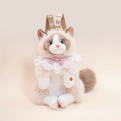 Picture of Cute Cat Plush Toy Backpack for Girls & Kids | Soft Kitty Bag