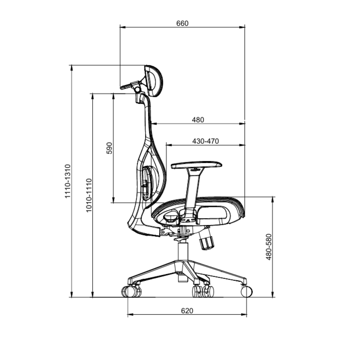Picture of REGAL Ergonomic Swivel Chair-S6H (Black) CES-S6H-7-1-66