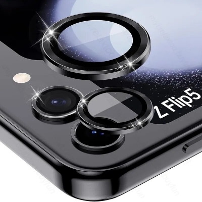 Picture of For Samsung Galaxy Z Flip 5 Camera Lens Protector 2PCS Ring-Black