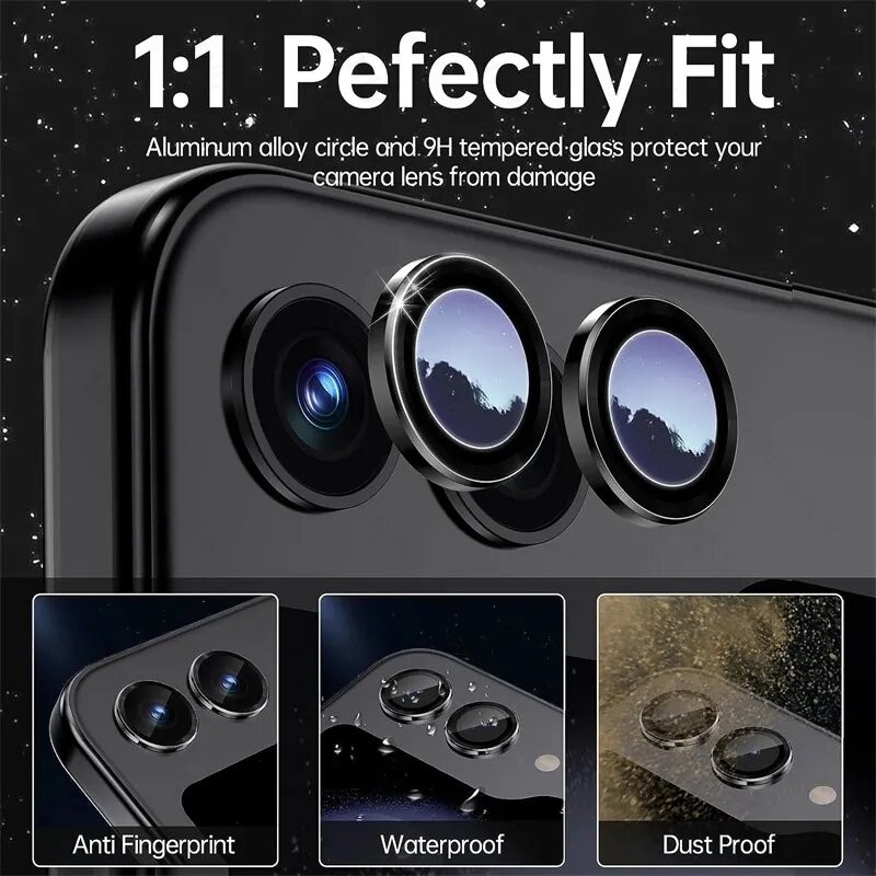 Picture of For Samsung Galaxy Z Flip 5 Camera Lens Protector 2PCS Ring-Black