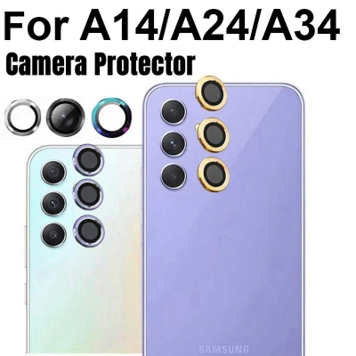 Picture of For Samsung Galaxy A14 24 34 Metal + Tempered Glass Back Camera Protector Ring