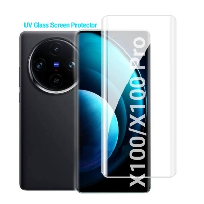 Picture of For vivo X100 and X100 Pro Premium Quality HD UV Tempered Glass Screen Protector - Clear