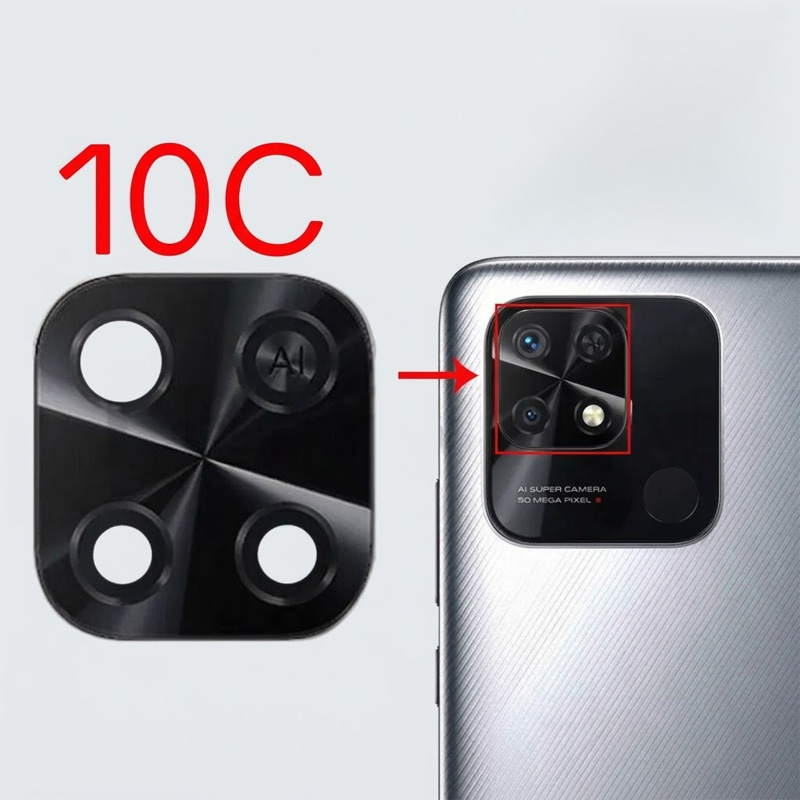 Picture of Rear Back Camera Glass Lens For Xiaomi Redmi 10C Replacement With Adhesive Sticker 220333QAG 220333QBI 220333QNY 220333QL-Redmi 10C