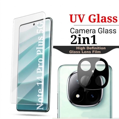 Picture of 2in1 For Xiaomi Redmi Note 14 Pro Plus 5G 3D Camera Protector and UV Tempered Glass Screen Protector-Note 14 Pro Plus 5G