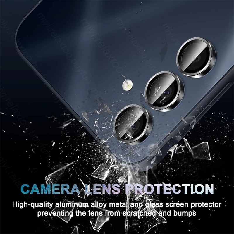 Picture of For Samsung Galaxy A16 Camera Protector Ring Aluminium and Tempered Glass-Black