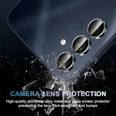 Picture of For Samsung Galaxy A16 Camera Protector Ring Aluminium and Tempered Glass-Black