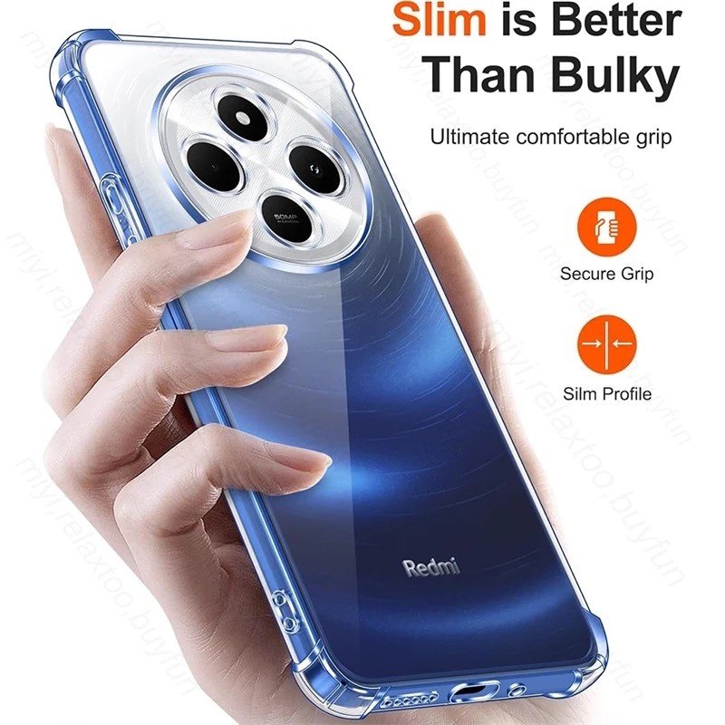 Picture of For Xiaomi Redmi 14C 14R 5G A3 Pro 4G A4 5G poco C75 4G M7 5G soft TPU Silicone Airbag Transparent Back Cover Case-Transparent