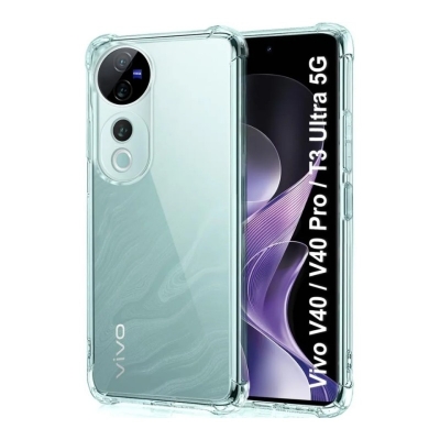 Picture of For vivo V40 and V40 Pro 5G T3 Ultra 5G Soft TPU Silicone Airbag Transparent Back Cover Case-Transparent