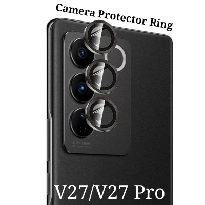 Picture of For vivo V27 and V27 Pro Camera Protector Ring Aluminium and Tempered Glass-Silver