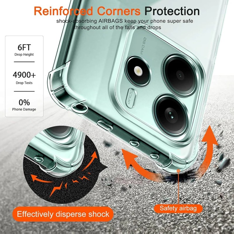 Picture of For Xiaomi Redmi Note 14 5G (Global) Soft TPU Silicone Airbag Transparent Back Cover Case-Transparent