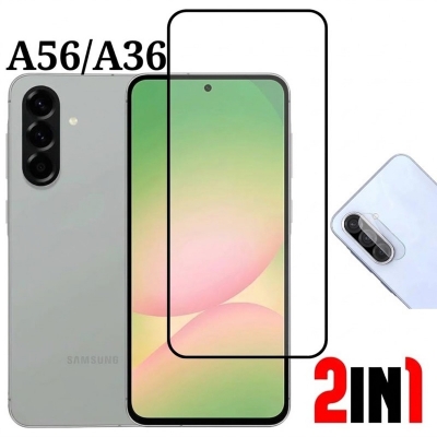 Picture of 2in1 Combo For Samsung Galaxy A56 and A36 High Quality. Tempered Glass Screen Protector + Camera Lens Protector Film