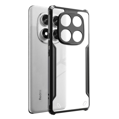 Picture of For Xiaomi Redmi Note 14 Pro 5G Global Stylish Four Corners Airbag Shockproof Hard PC +  TPU Armor Back Cover Case-Black