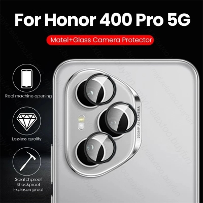 Picture of For Honor 400 Pro 5G Camera Lens Protector Ring Aluminium+Tempered Glass