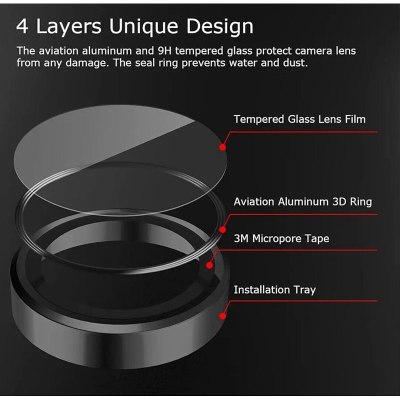 Picture of fo Nothing CMF Phone 2 Pro Camera Lens Protector Ring Aluminium+ Tempered Glass-Grey