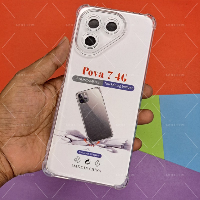 Picture of For Tecno Pova 7 4G Four Corners Soft TPU Silicone Transparent Back Cover Case-Transparent