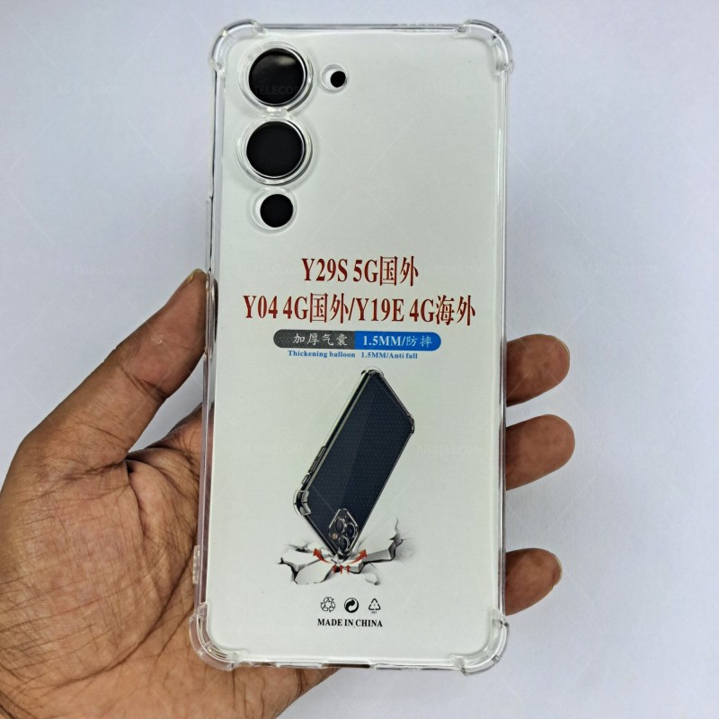 Picture of For vivo Y29S 5G Y19E 4G Y04 4G Four Corners Soft TPU Silicone Transparent Back Cover Case-Transparent