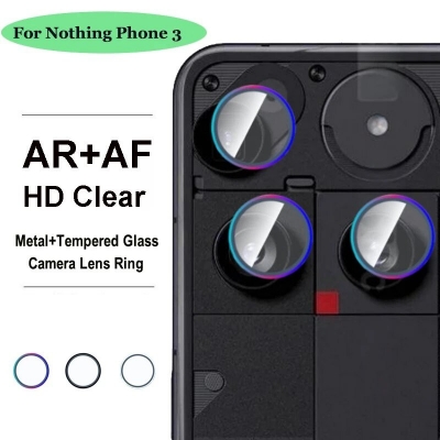 Picture of For Nothing Phone 3 Camera Protector Ring Aluminium and Tempered Glass-black