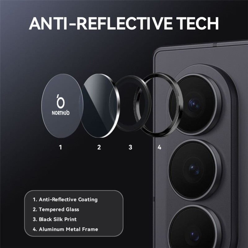 Picture of 1 Set For Samsung Galaxy Z Fold 7 5G Camera Protector Ring Aluminium and Tempered Glass