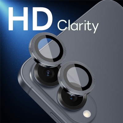 Picture of 1 Set For Samsung Galaxy S25 Edge Tempered Glass Camera Lens aluminium Metal Ring Lens Protector-Black