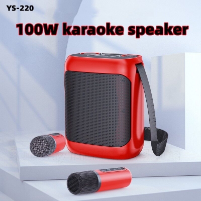 Picture of YS-220 Outdoor karaoke straps speaker with Dual UHF wireless mic speaker with  Dual microphone Multicolour
