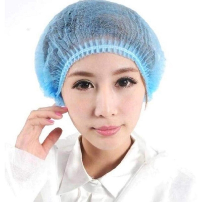 Picture of One Time Disposable Cap - Pack of 20 piece use cooking, Hospital Doctor, Nurse, Surgical, Medical Printed, PP Non-Woven Protect Virus, Clean Room Shoes Covers & medical cap Blue