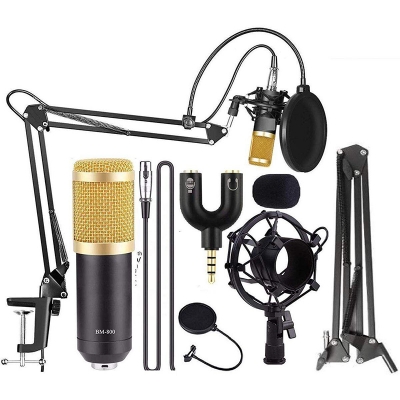 Picture of BM-800 Large Diaphragm Condenser Microphone Set for Online Singing Live Broadcast Audio Studio Mic for Recordng Gold