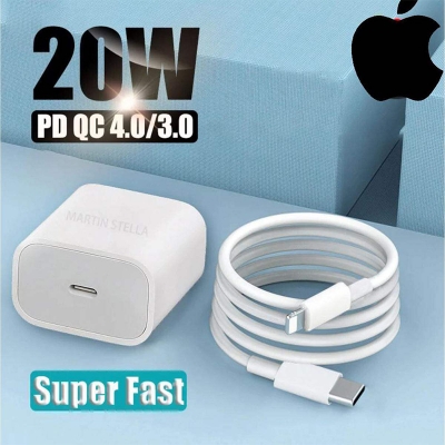 Picture of i-phone 12 pro max 2pin 20W USB-C Power adapter To lightnig cable White