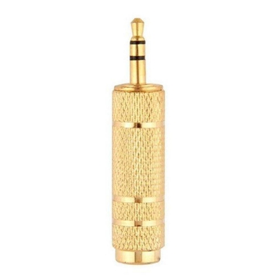 Picture of 6.5 mm Female Plug To 3.5mm Male Connector Amplifier Audio Adapter Microphone Aux 6.3, 3.5 mm Converter Gold