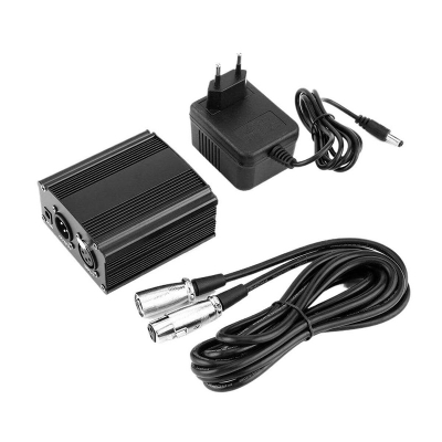 Picture of Phantom Power Supply 48V Phantom Power Supply For Condenser Microphones Studio Microphones Black