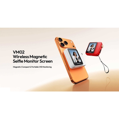 Picture of Ulanzi VM02 Wireless Magnetic Selfie Monitor Screen is a compact device that mounts to the back of your smartphone 