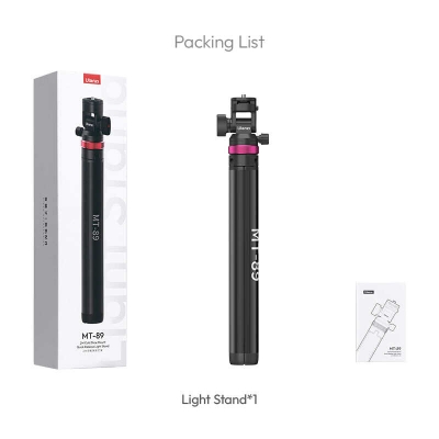 Picture of ULANZI MT-89 Extendable Tripod Aluminum, 82" Portable Adjustable Light Stand with 1/4" Screw Quick Release, 360° Ball Head Camera Phone Tripod for Camera Video Light Smartphone, Lightweight Black