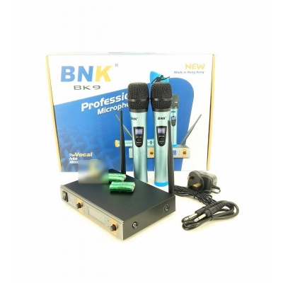 Picture of BNK BK-9 Dual Channel UHF Wireless Handheld Microphone Set Public Address Microphone 2 Hand