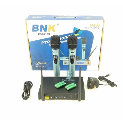 Picture of Professional Performance BNK BK-9 Dual Channel UHF Wireless Handheld Microphone Set Public Address Microphone 2 Hand