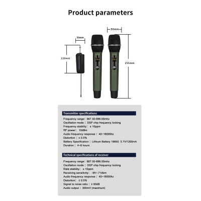 Picture of Shengfu cp-110 cd dual wireless hand microphone For journalist Black 