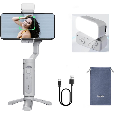 Picture of iSteady isxek Gimbal Stabilizer for Smartphone, 3-Axis Gimbal for iPhone, AI Tracking, Portable and Foldable Gimbal with Fill Light, Phone Stabilizer for Video Recording, Vlogging, YouTube, TikTok Black