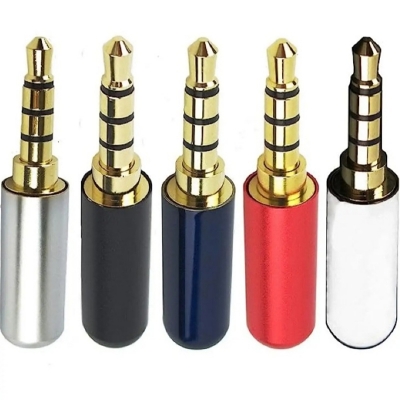 Picture of Copper 4 Pole 3.5MM Plug Male Headphone Jack Stereo Audio Connector 5 pices  Multicolour