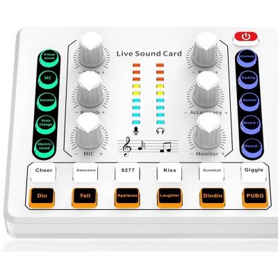 Picture of M8 Live Sound Card, Mini Audio Mixer Board for PC Computer Phone, Voice Changer Sound Card Multicolor