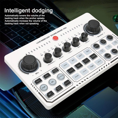 Picture of Professional USB Sound Card X50 with Intelligent Dodging, Reverb Adjustment, and Wireless Bluetooth Connectivity for Live Streaming and Audio Mixing Multicolor