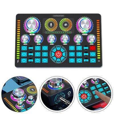 Picture of Professional Podcast Studio Sound Mixer Q7 Sound Card Audio Mixer for Recording Live Streaming Sound Card Kit For Phone PC Black