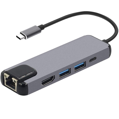 Picture of USB C Hub Multi-Port Adapter 5 in 1 with 4K HDMI Resolution for USB C 