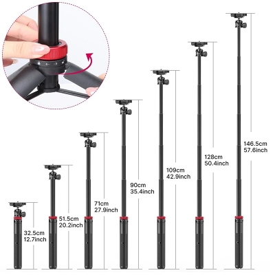 Picture of Ulanzi MT-44 Extendable Vlog Tripod Selfistick With 360° Ball Head (Black)
